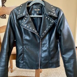 Women’s White Mark Faux-leather black jacket with stud detail
